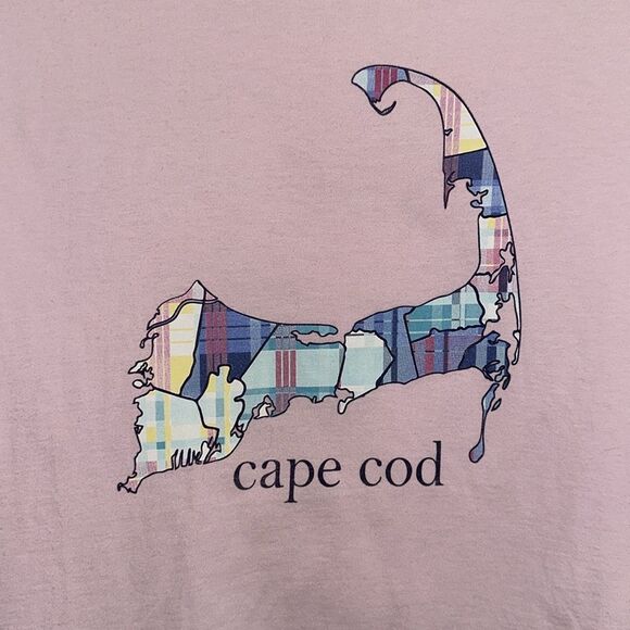 CUFFY’S L Pastel Colors Pink Blue Cape Cod Short Sleeve Relaxed Fit Cotton Tee - Picture 3 of 11